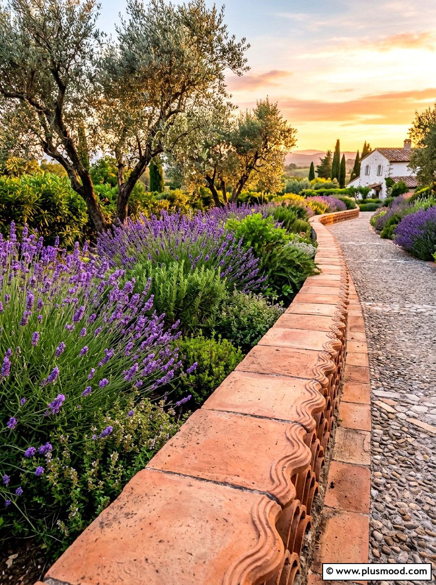 Terracotta Tile Border - 25 summer garden edging ideas