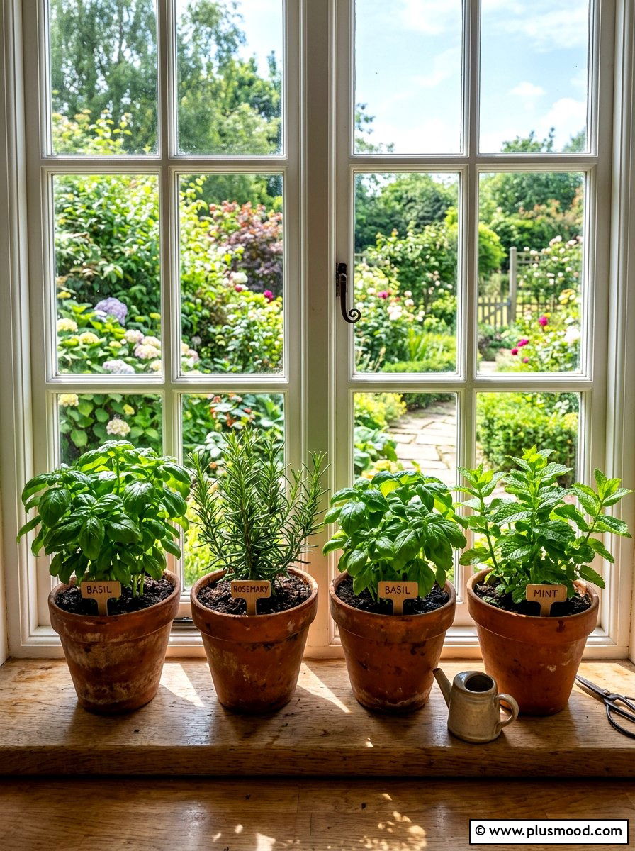 Terracotta Window Herb Garden - 25 late summer kitchen decor ideas