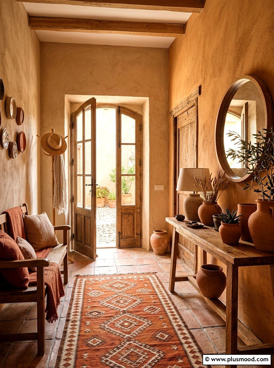 Terracotta and clay earth tone entryway - 25 summer entryway decor ideas
