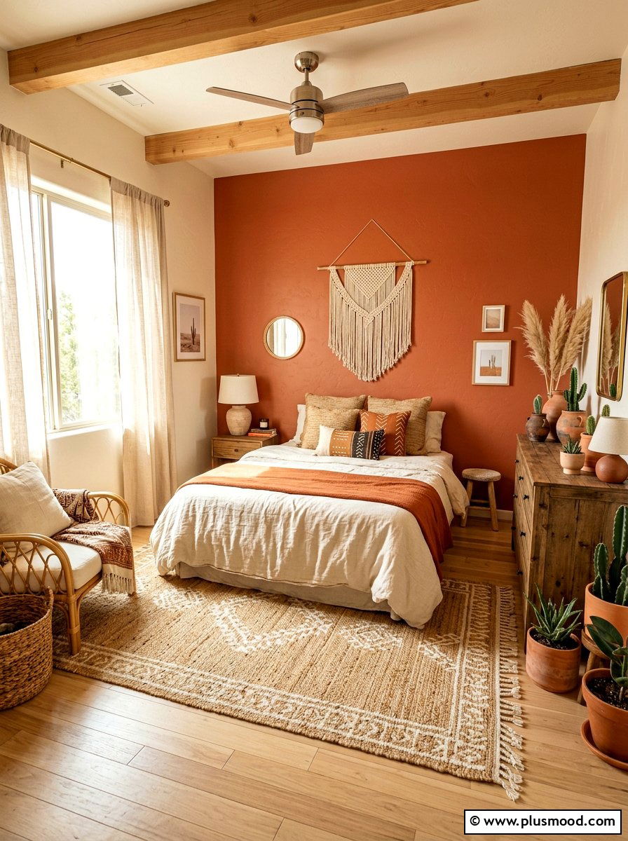Terracotta color bedroom - 25 boho summer bedroom ideas