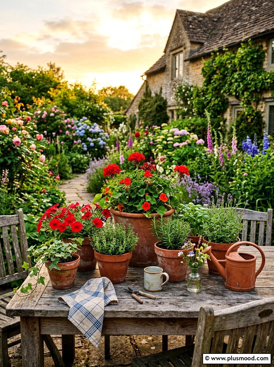Terracotta garden table setting - 25 summer patio table decor ideas
