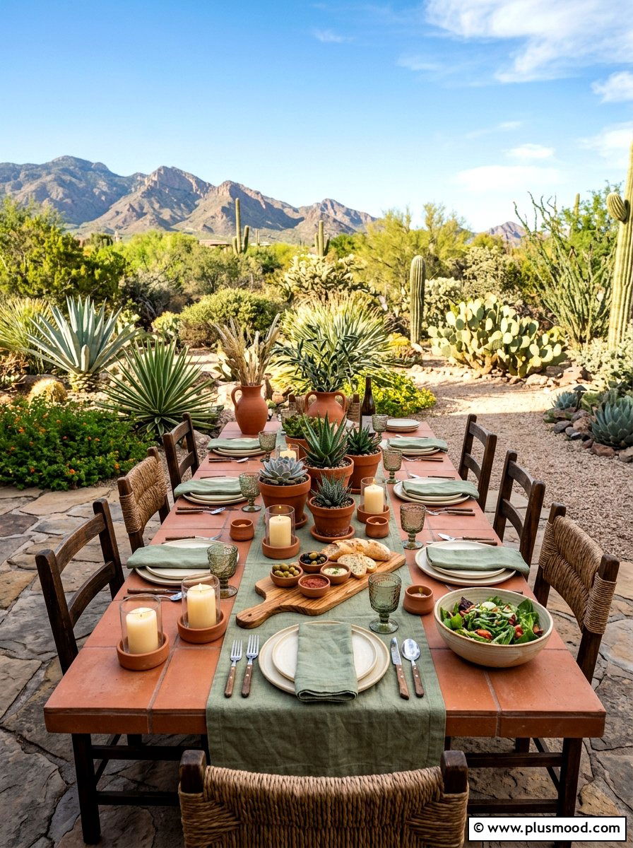 Terracotta outdoor dinner table