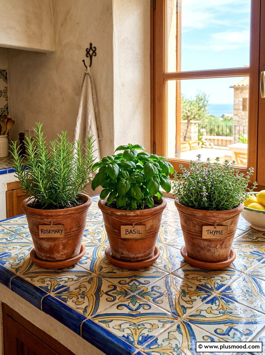 Terracotta pot herb garden - 25 summer kitchen centerpiece ideas