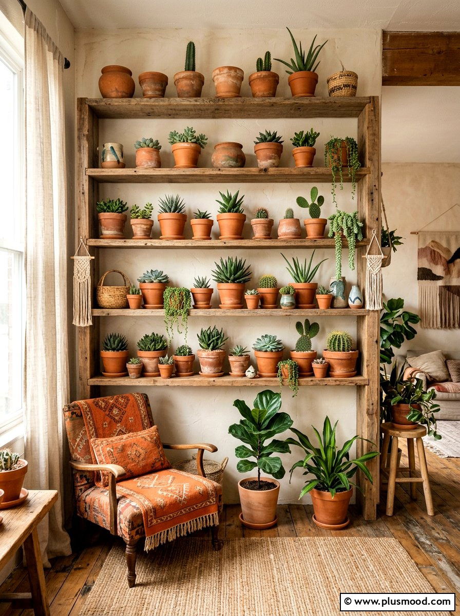 Terracotta pots - 25 boho summer living room ideas