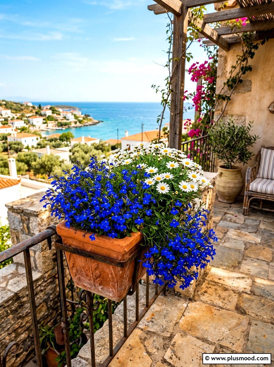 Terracotta railing planter pot - 25 summer railing planter ideas