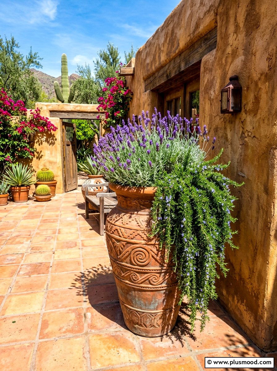 Terracotta tall planter - 25 summer tall planter ideas