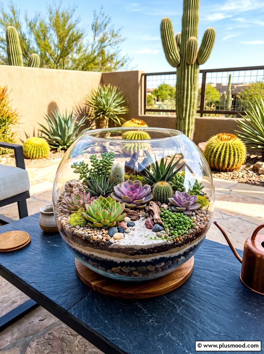 Terrarium glass bowl display - 25 summer outdoor centerpiece ideas
