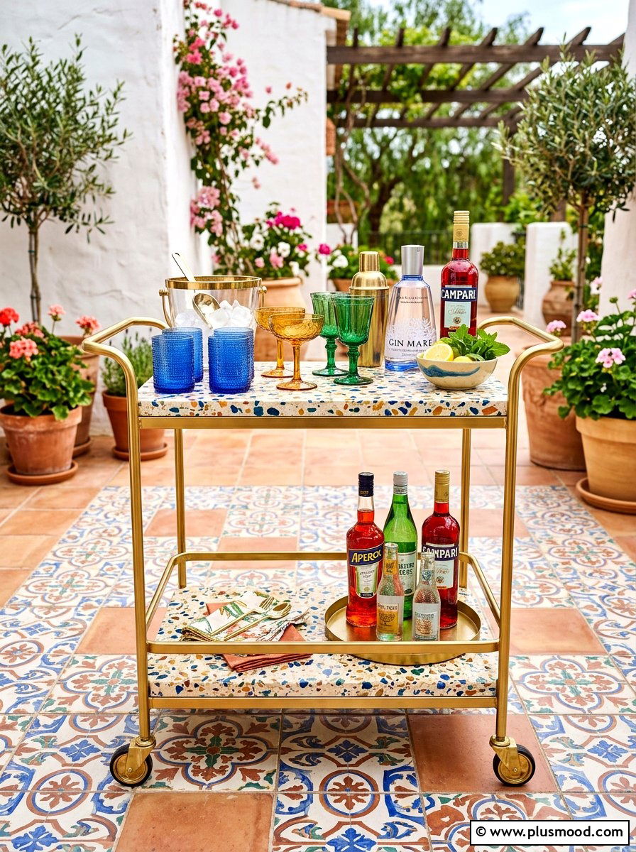 Terrazzo Top Bar Cart
