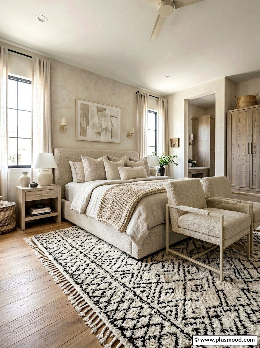 Textural Monochrome Bedroom - 25 neutral summer bedroom ideas