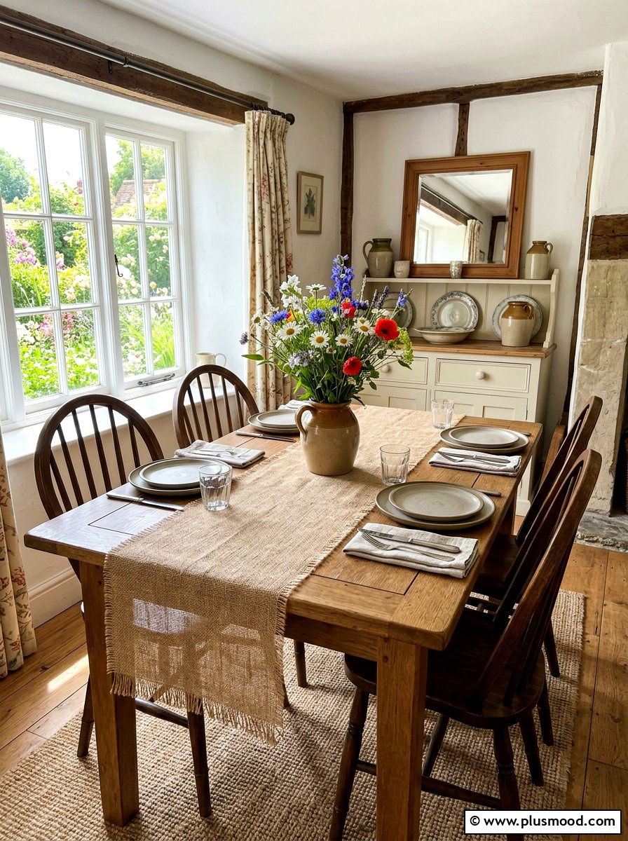 Textured Burlap Runner - 25 late summer cottage decor ideas