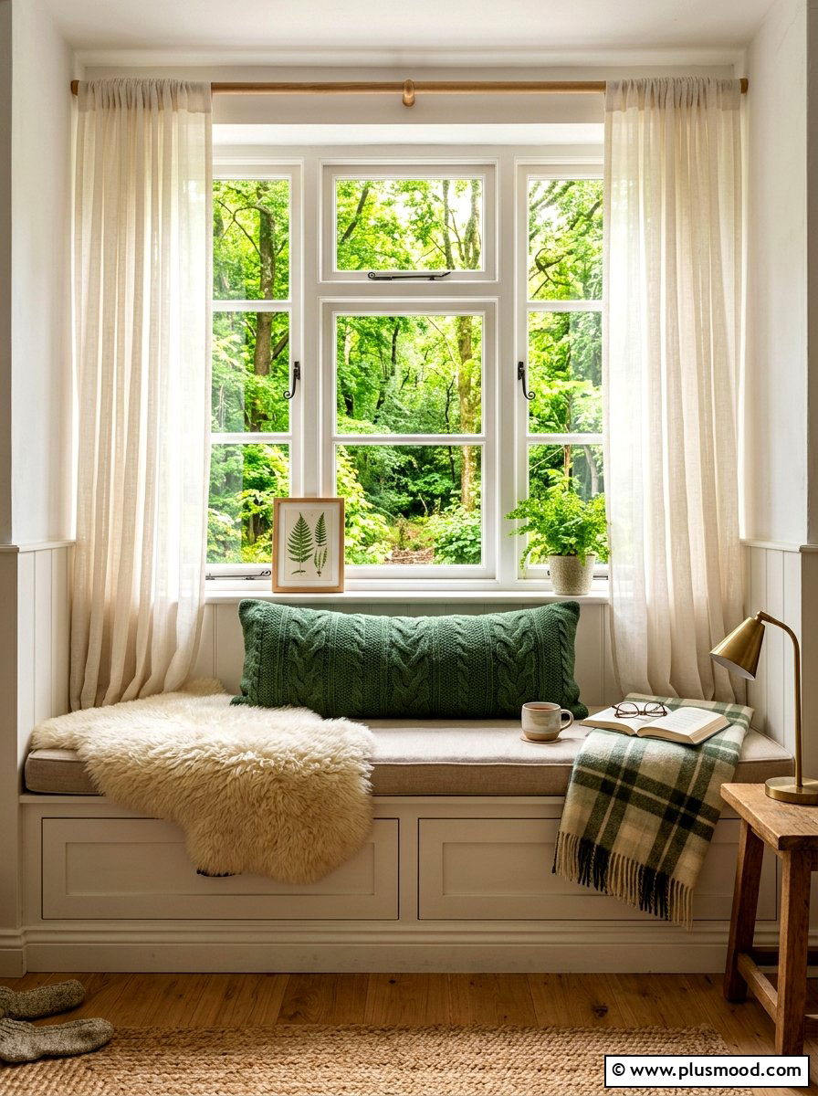 Textured Lumbar Window Seat - 25 summer transition decor ideas