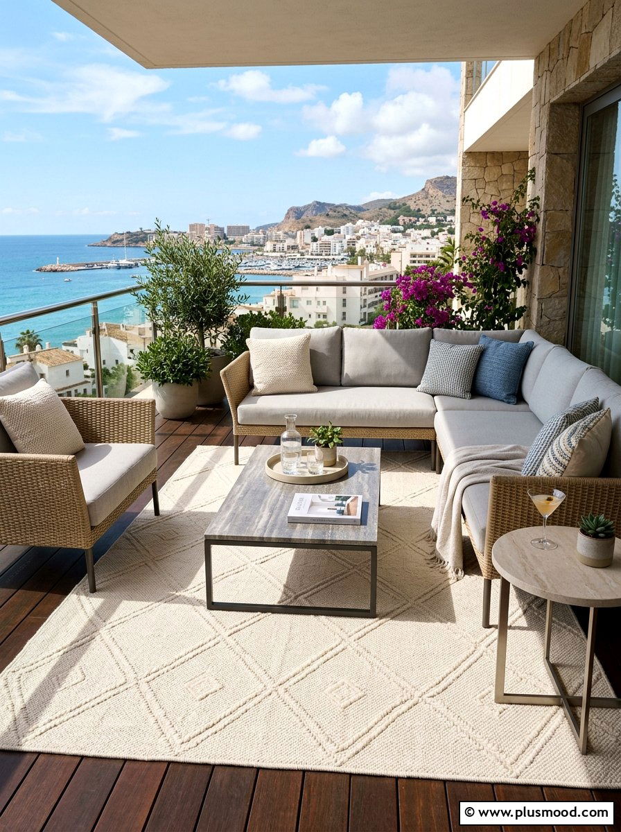 Textured Outdoor Rug - 25 summer balcony rug ideas