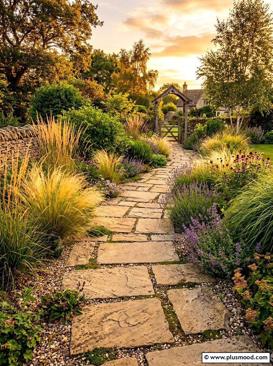 Textured Sandstone Garden Path - 25 summer garden pathway ideas