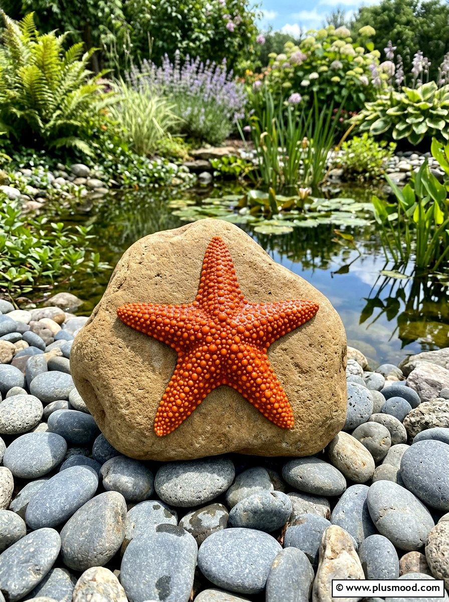 Textured Starfish Art - 25 painted rock ideas with beach theme