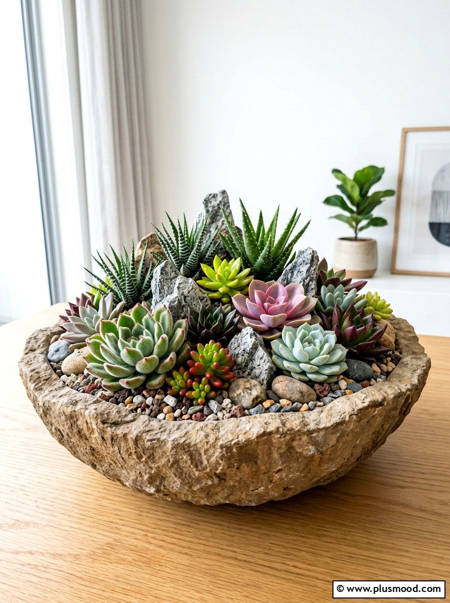Textured Succulent Arrangement - 25 summer succulent planter ideas