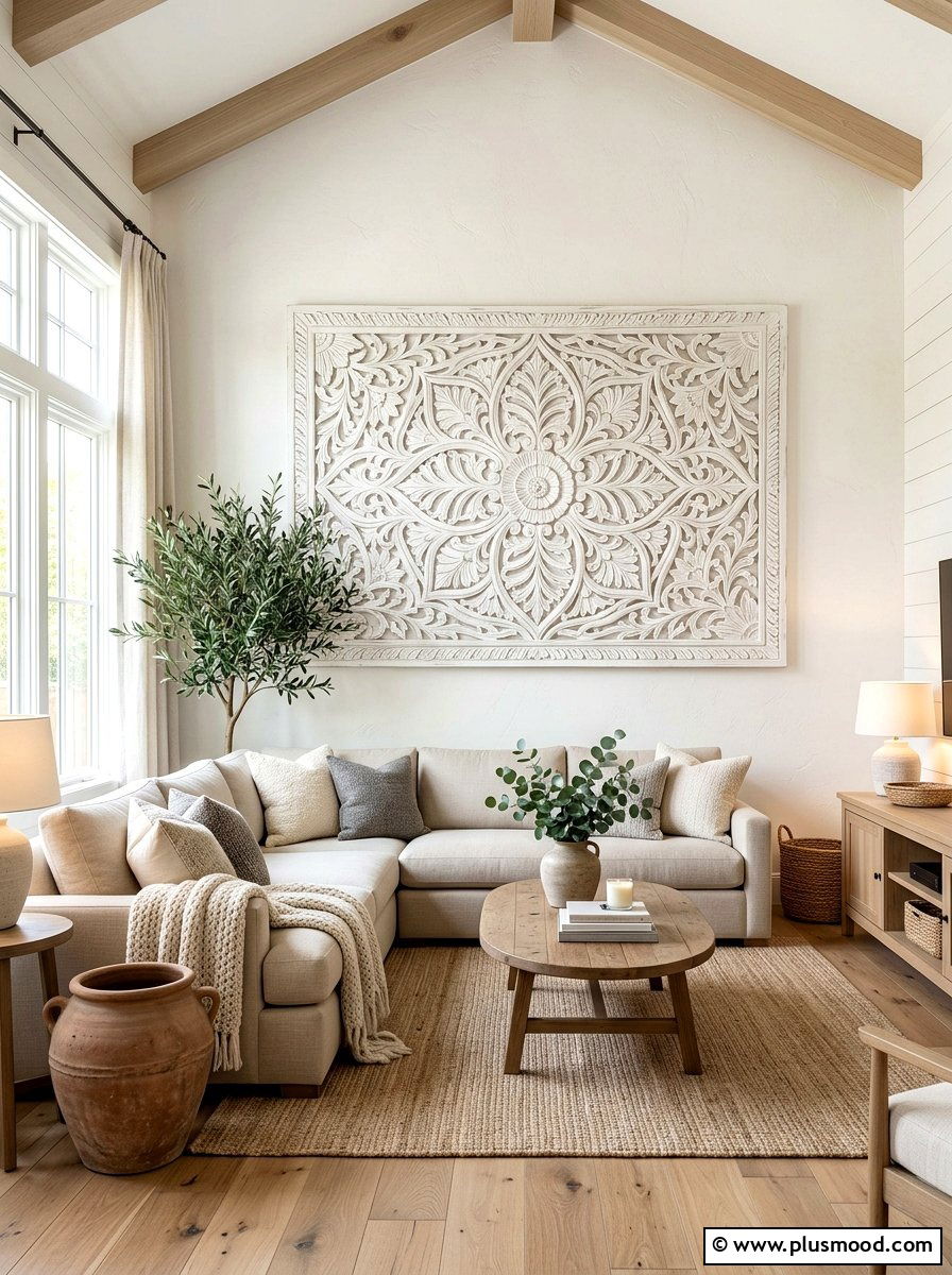 Textured Wall Art - 25 farmhouse summer living room ideas