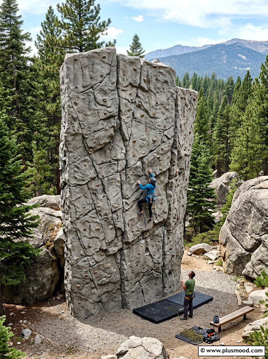 Textured stone climbing wall - 25 small backyard ideas with climbing wall