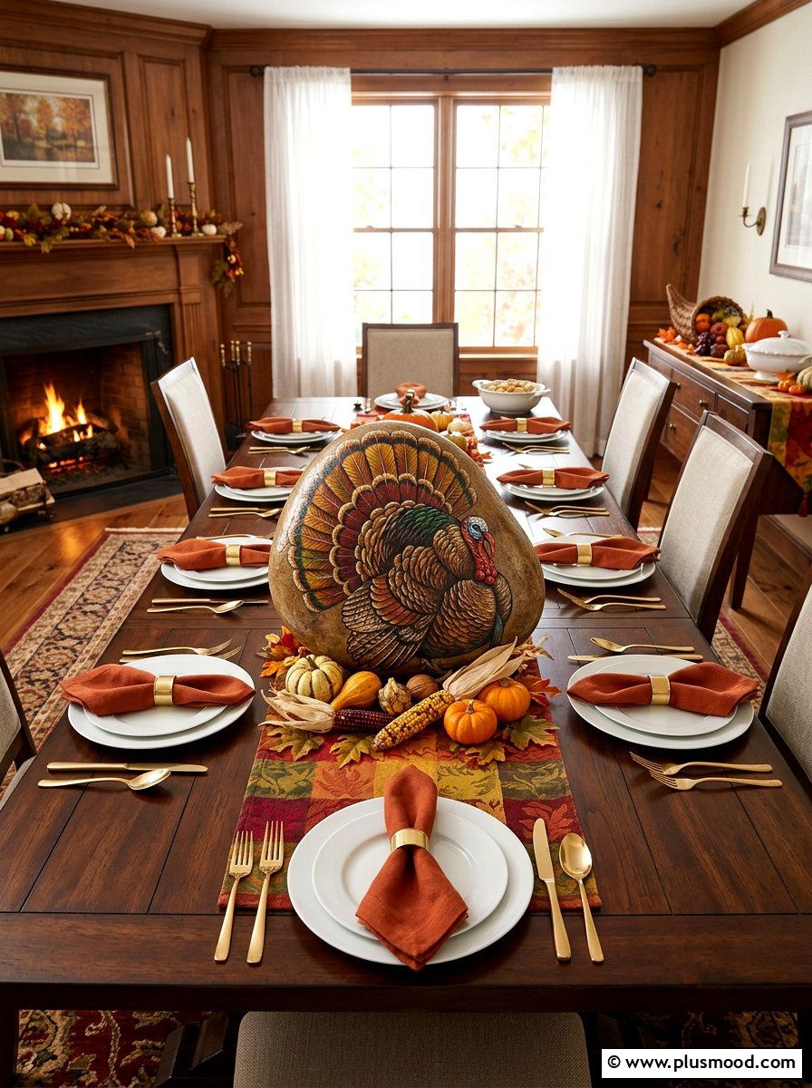 Thanksgiving Turkey Rock - 25 painted rock ideas for fall decor