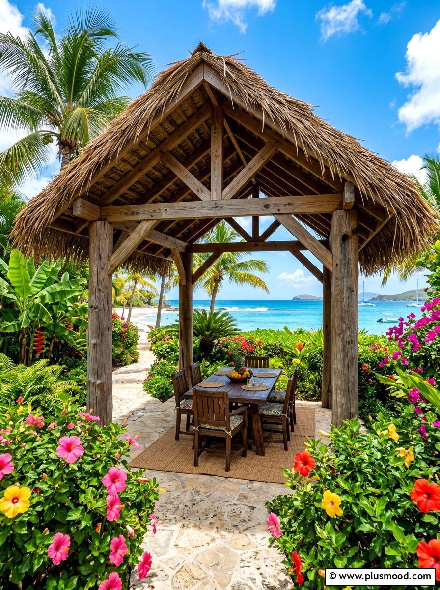 Thatch Roof Pergola - 25 summer backyard pergola ideas