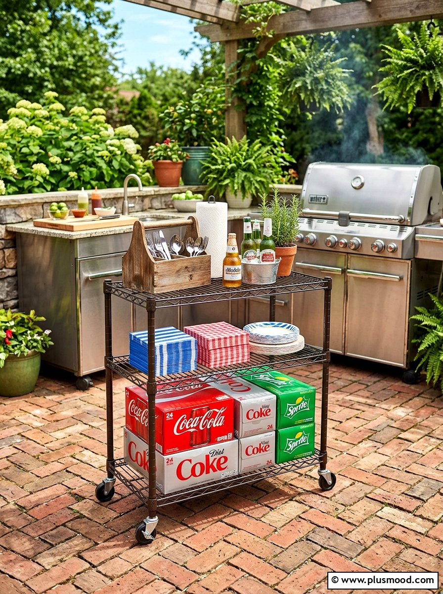 Three tier wire rolling cart - 25 summer outdoor serving cart ideas