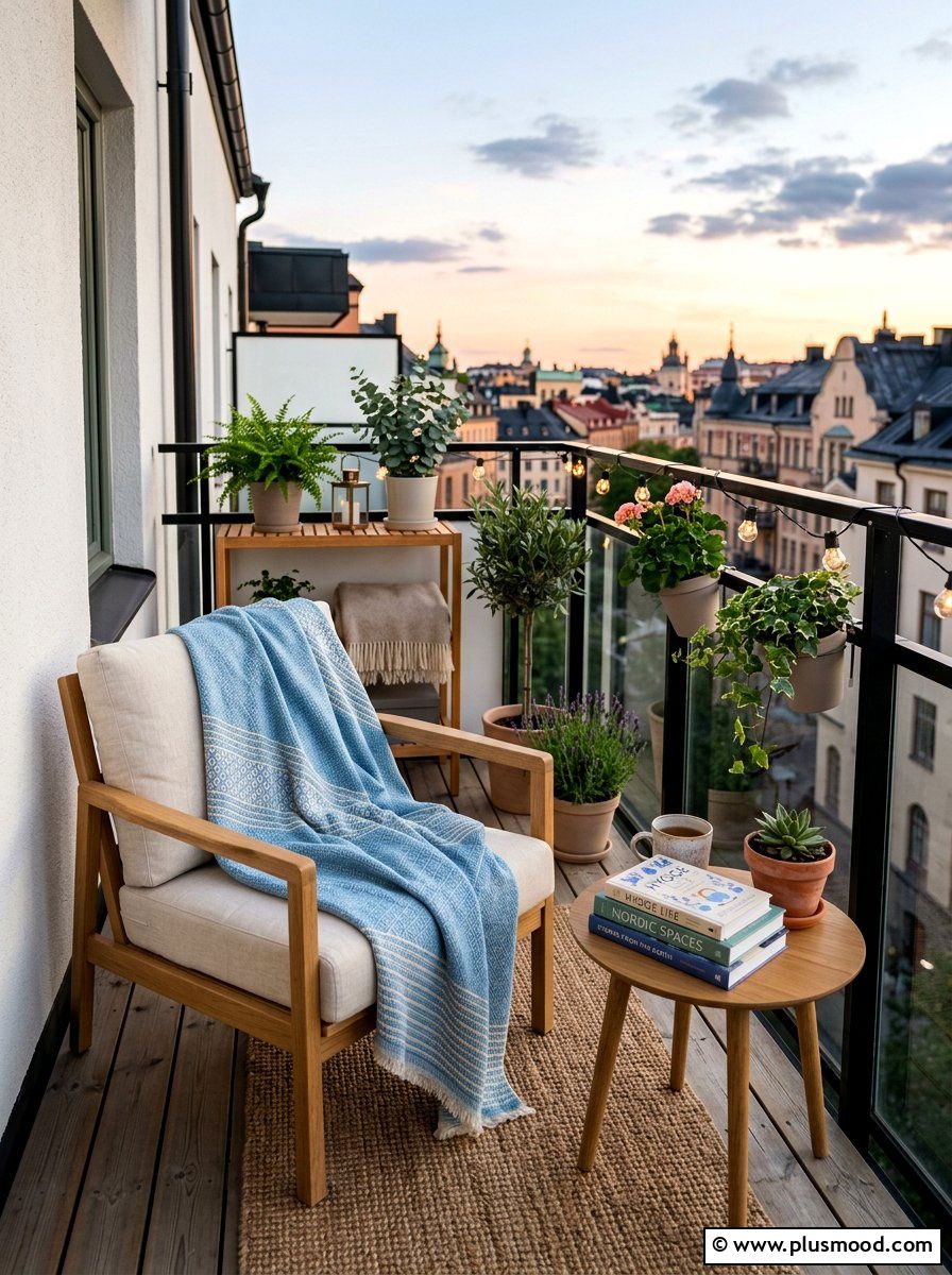 Throw blankets for cool evenings - 25 summer balcony ideas on a budget