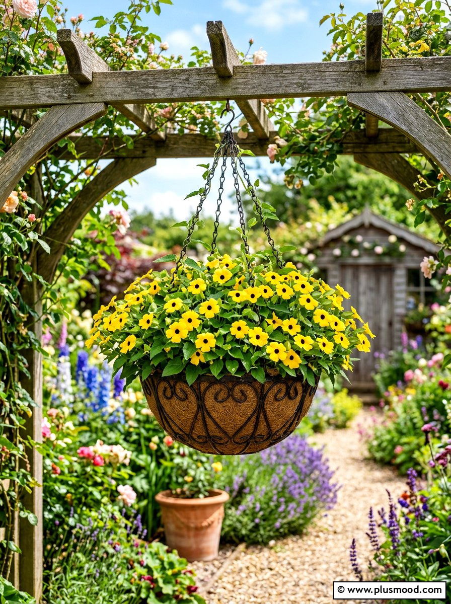 Thunbergia Hanging Basket - 25 summer hanging basket ideas for summer