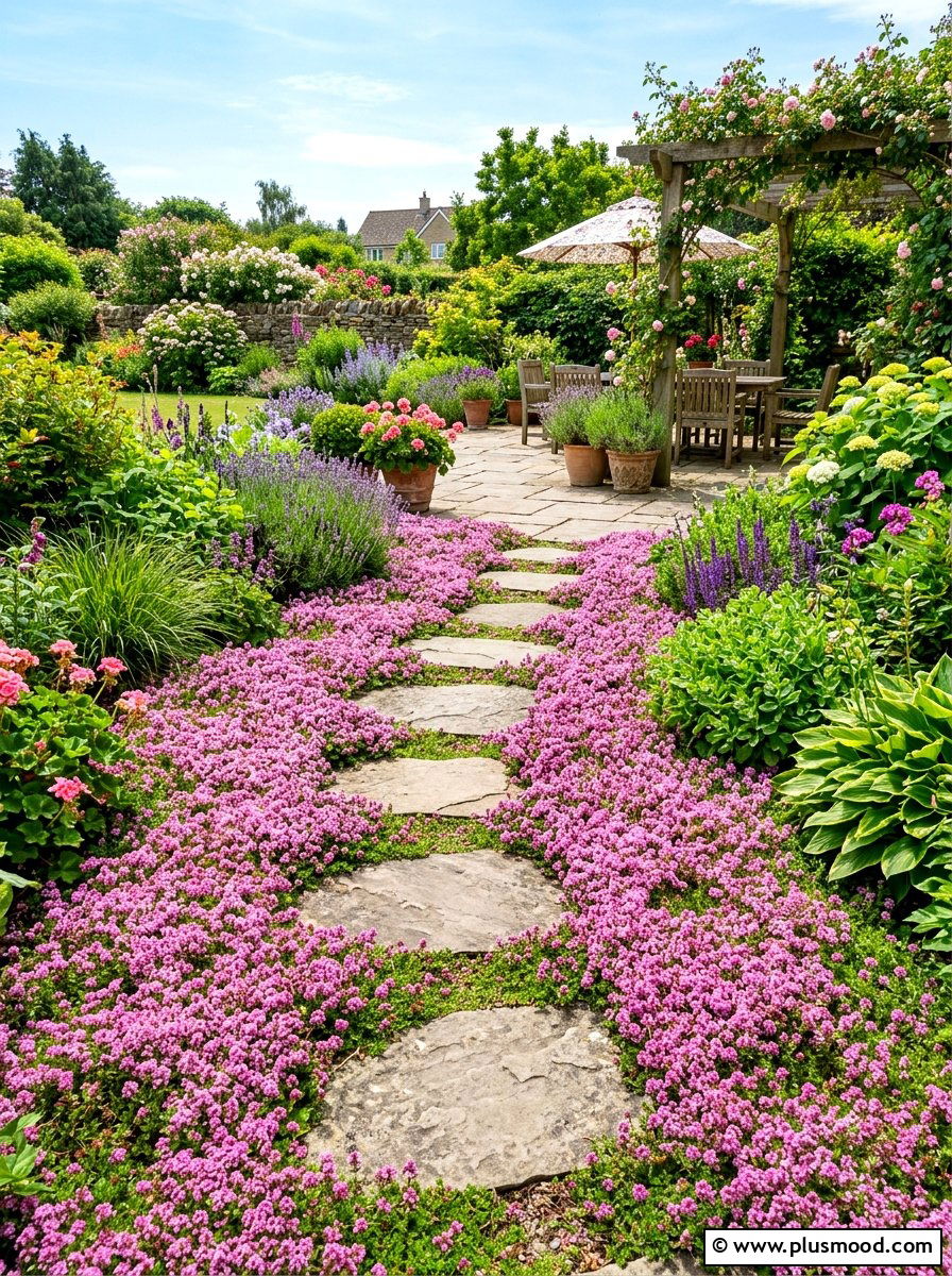 Thyme Ground Cover - 25 summer pollinator landscaping ideas