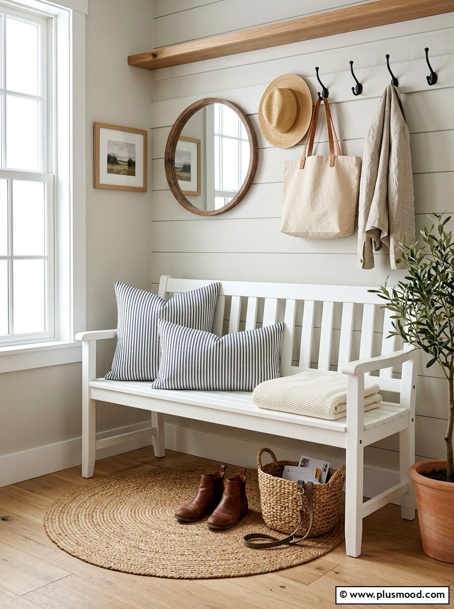 Ticking Stripe Pillows - 25 summer farmhouse decor ideas