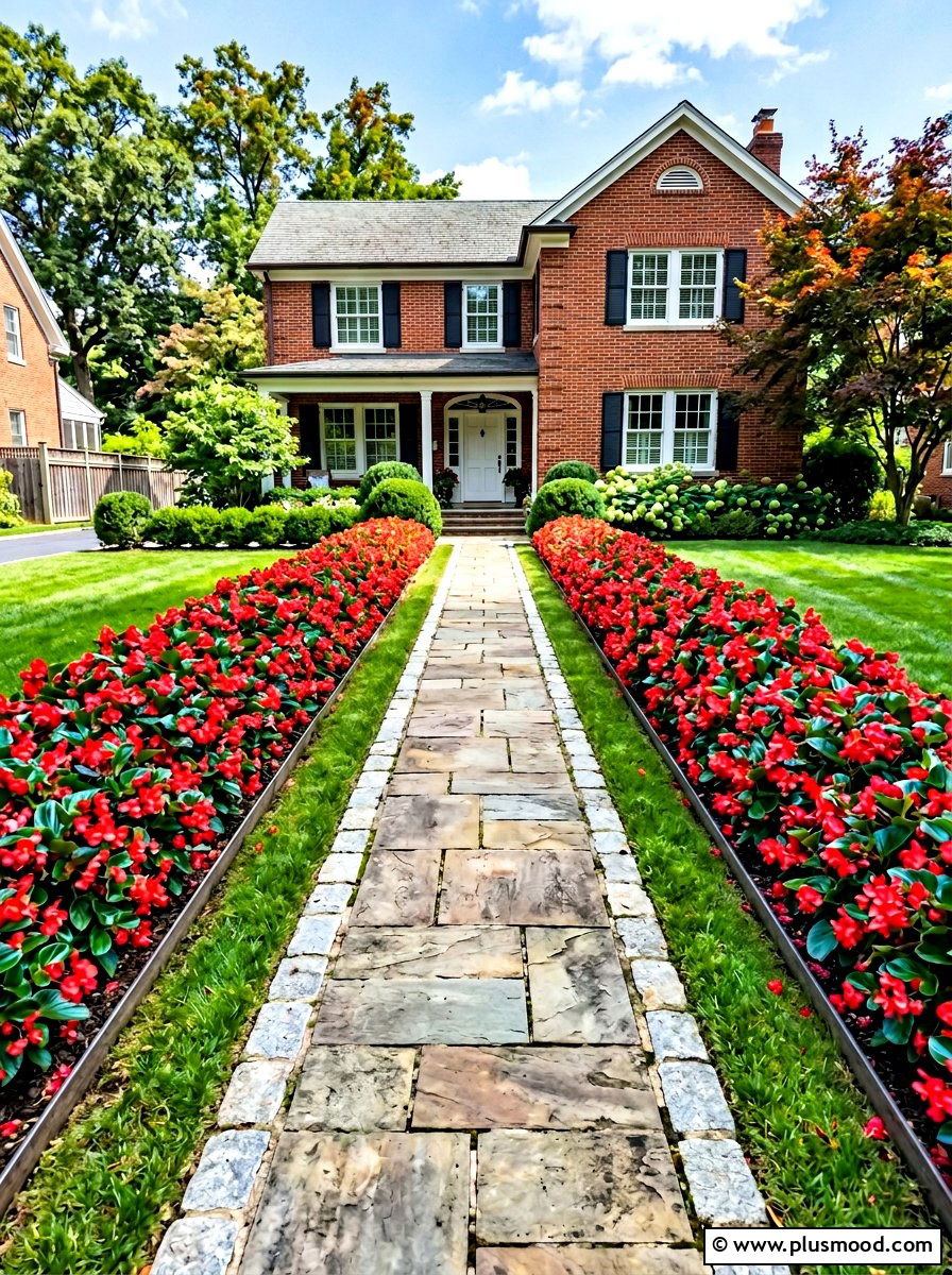 Tidy Wax Begonia Walkway - 25 summer path border planting ideas