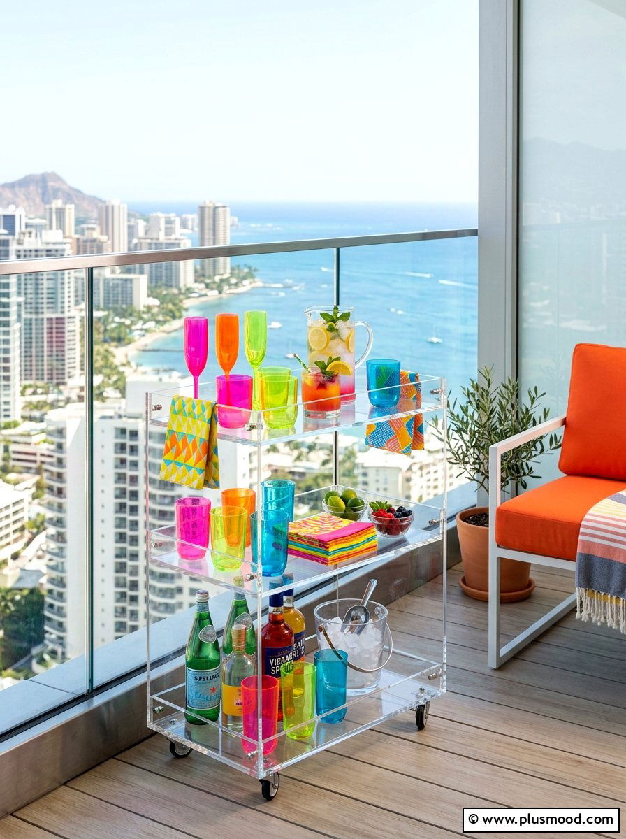 Tiered Acrylic Beverage Station - 25 summer patio bar cart ideas