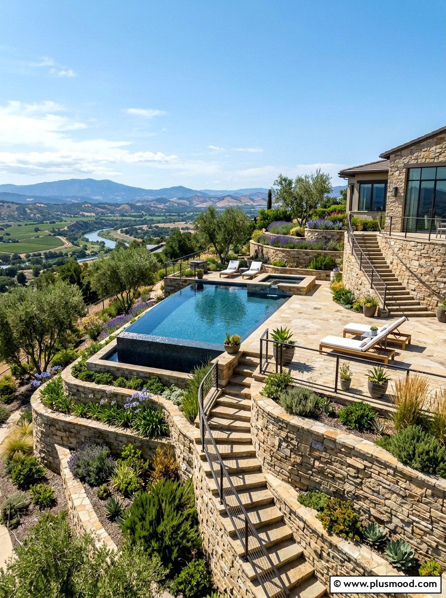 Tiered Backyard Pool Landscaping - 25 pool landscaping ideas with stone walls