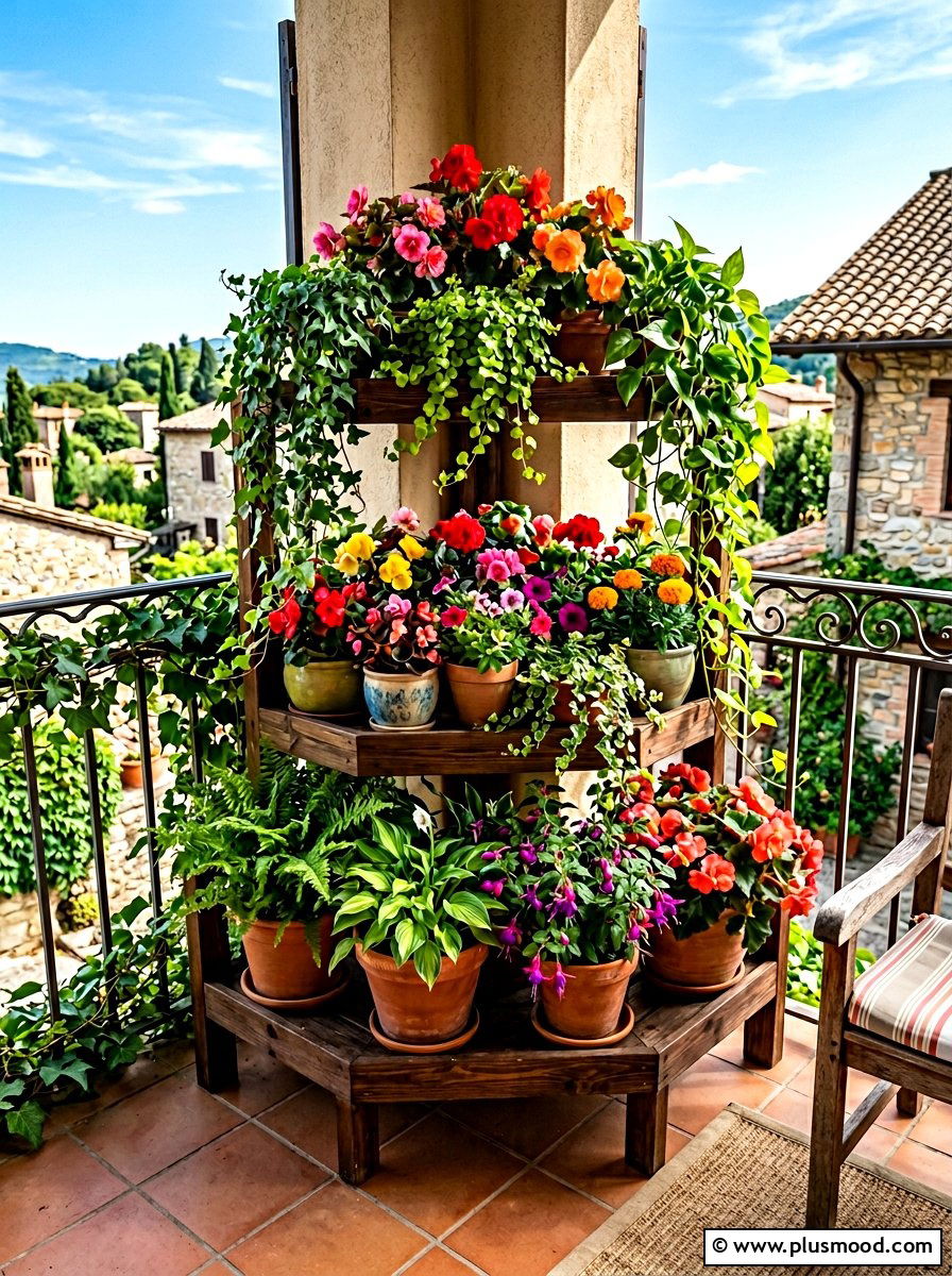 Tiered Corner Planter - 25 summer large planter ideas