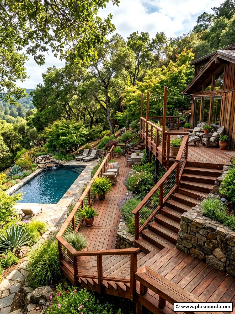 Tiered Deck For Sloped Backyard - 25 summer deck around pool ideas