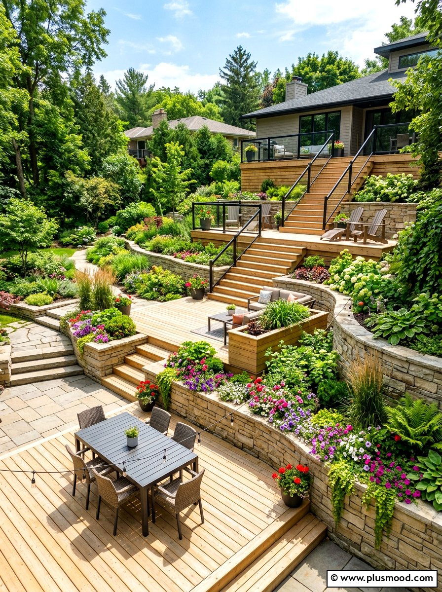 Tiered Deck For Sloped Backyard - 25 small backyard ideas with raised deck