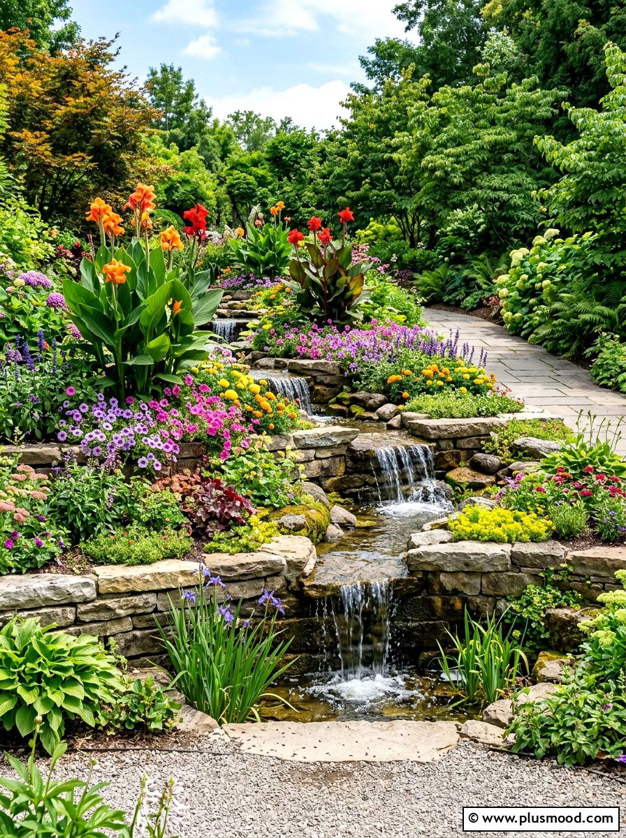Tiered Garden Bed Waterfall - 25 pool landscaping ideas with waterfalls