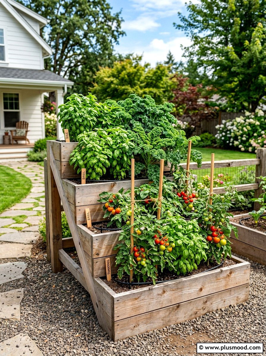 Tiered Garden Planter Boxes - 25 small backyard ideas with vertical garden