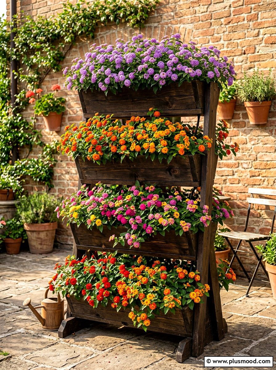 Tiered Garden Planter With Lantana - 25 summer planters with lantana ideas