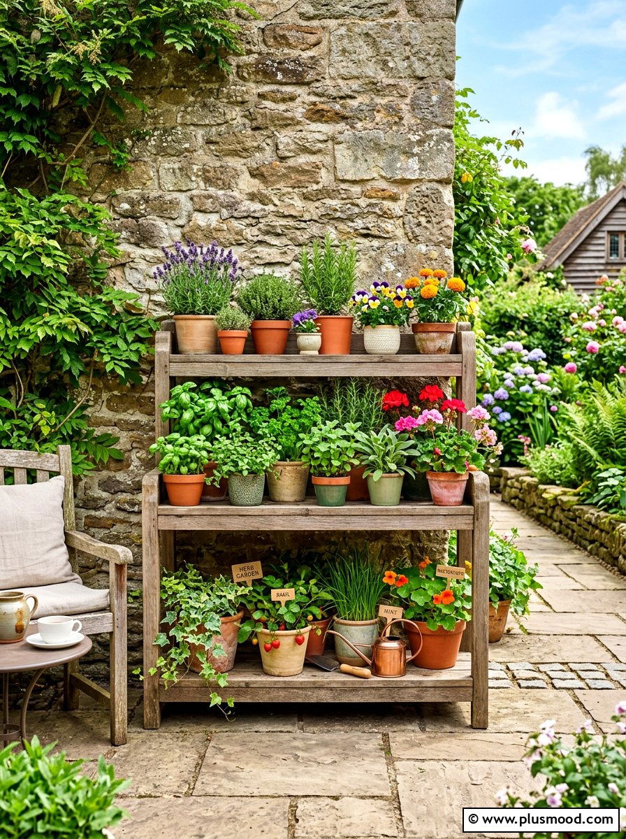 Tiered Garden Shelving - 25 summer patio ideas on a budget