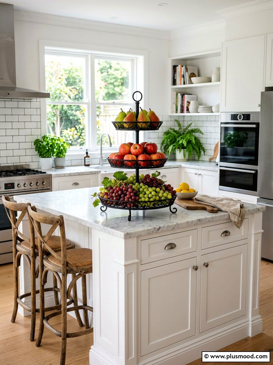Tiered Harvest Fruit Stand - 25 late summer kitchen decor ideas