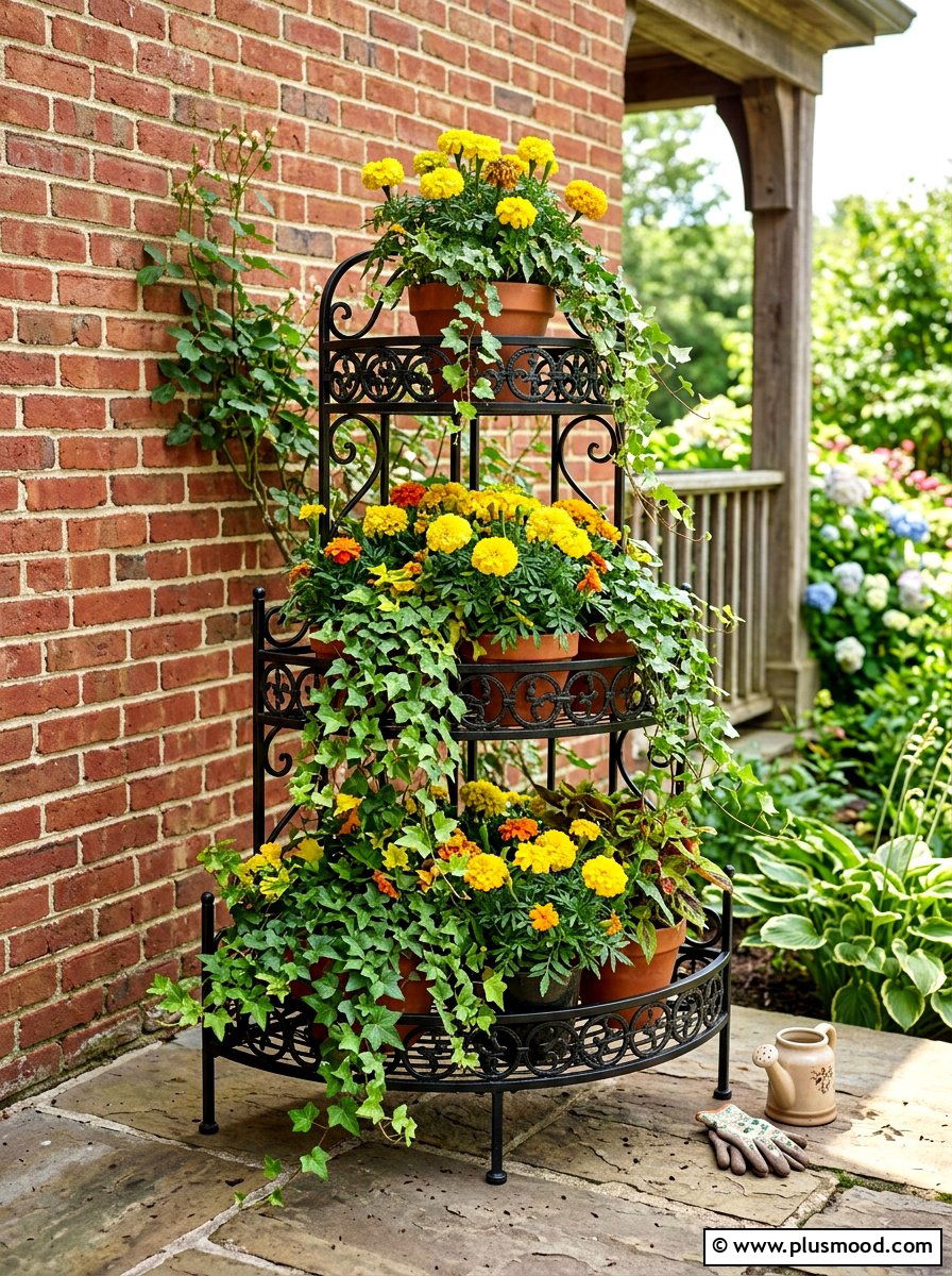 Tiered Plant Stand - 25 late summer porch decor ideas