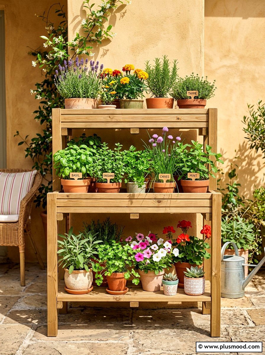 Tiered Plant Stand - 25 summer small yard ideas for summer