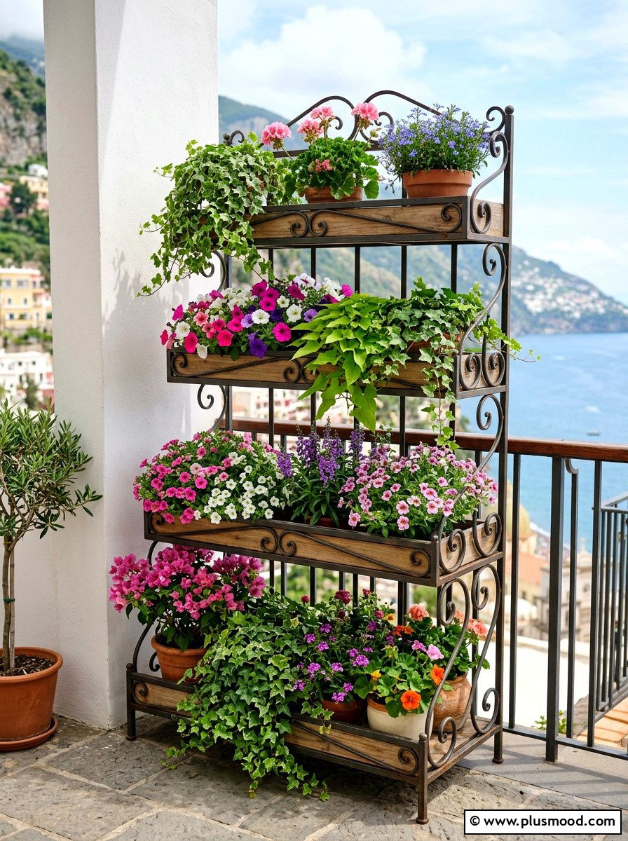 Tiered Plant Stand - 25 small backyard ideas for apartments