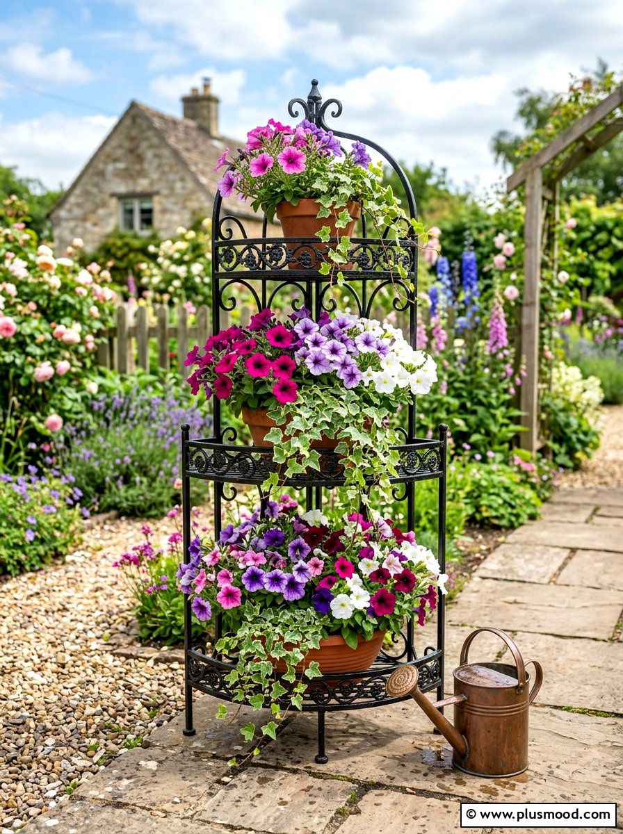 Tiered Plant Stand - 25 small backyard ideas for relaxing
