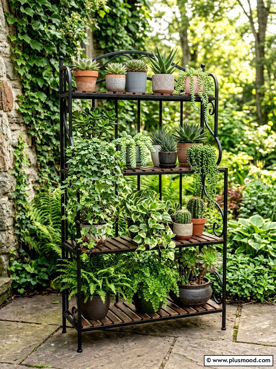 Tiered Plant Stand - 25 small backyard ideas for rental homes