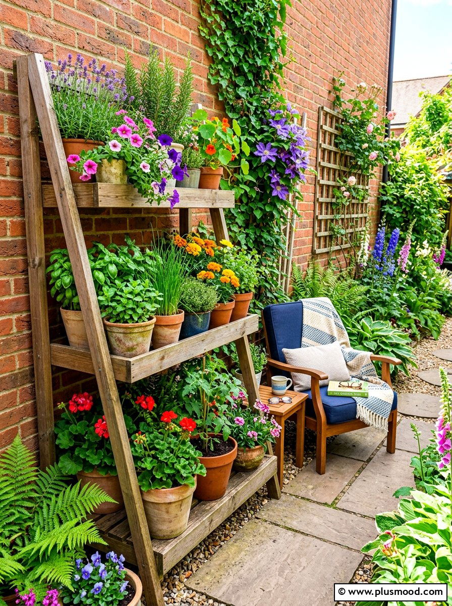 Tiered Plant Stand - 25 summer backyard ideas for small yards