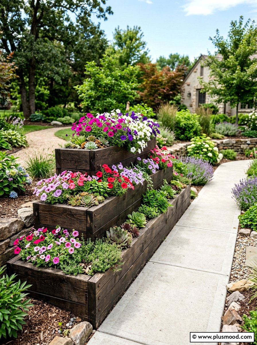 Tiered Planter Boxes - 25 Small Backyard Ideas