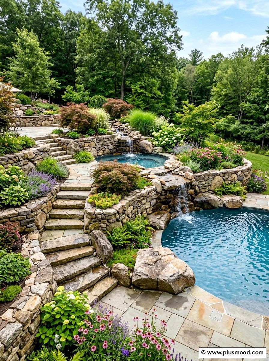 Tiered Pool Landscaping - 25 pool landscaping ideas with boulders