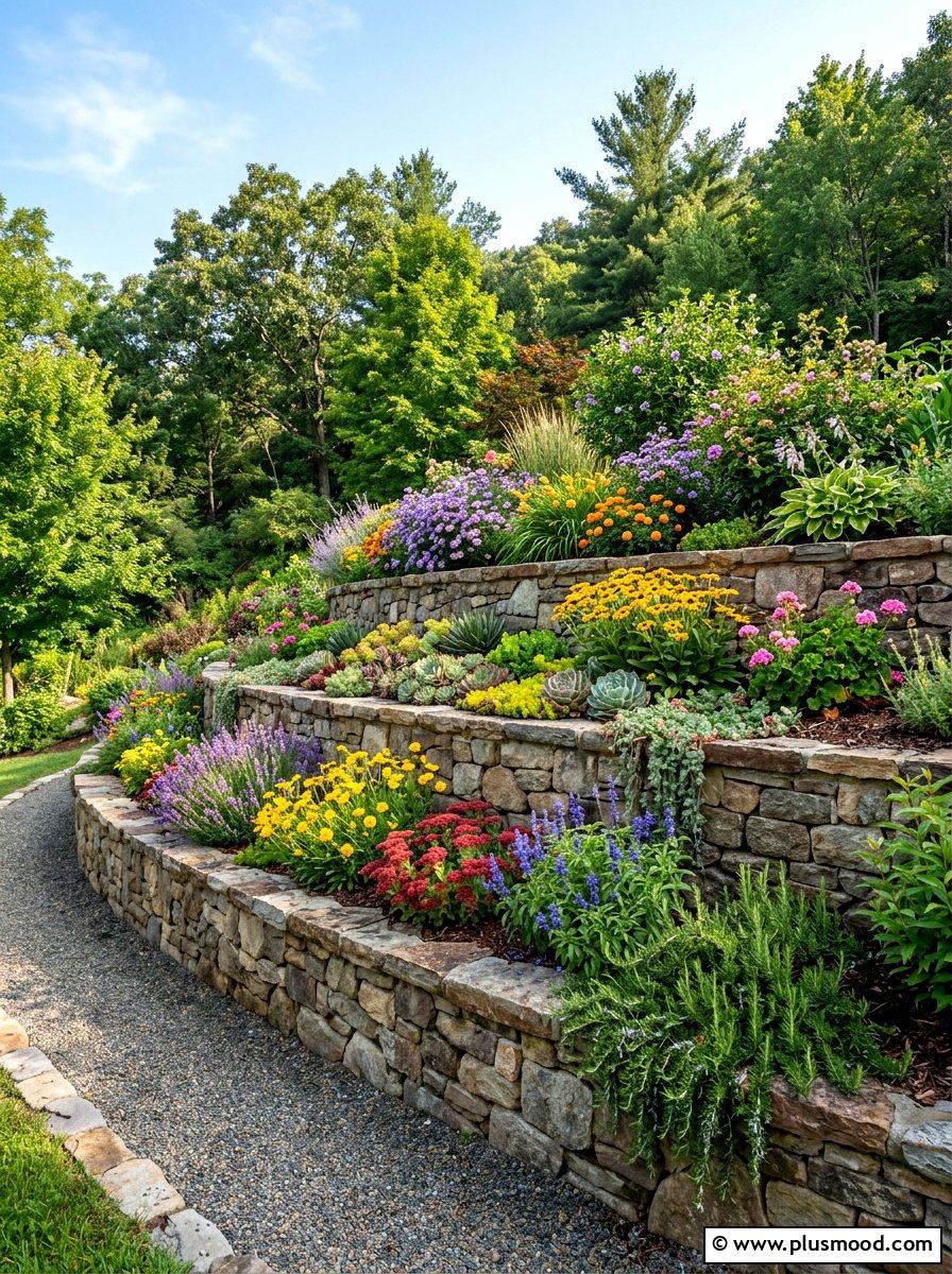 Tiered Retaining Wall - 25 small backyard ideas for tiny homes