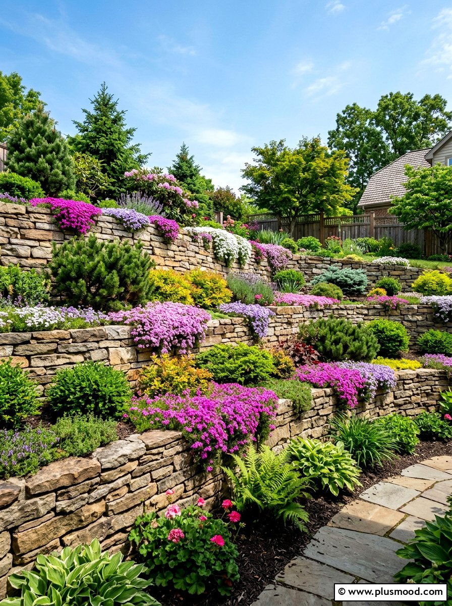 Tiered Retaining Wall - 25 small backyard ideas with garden