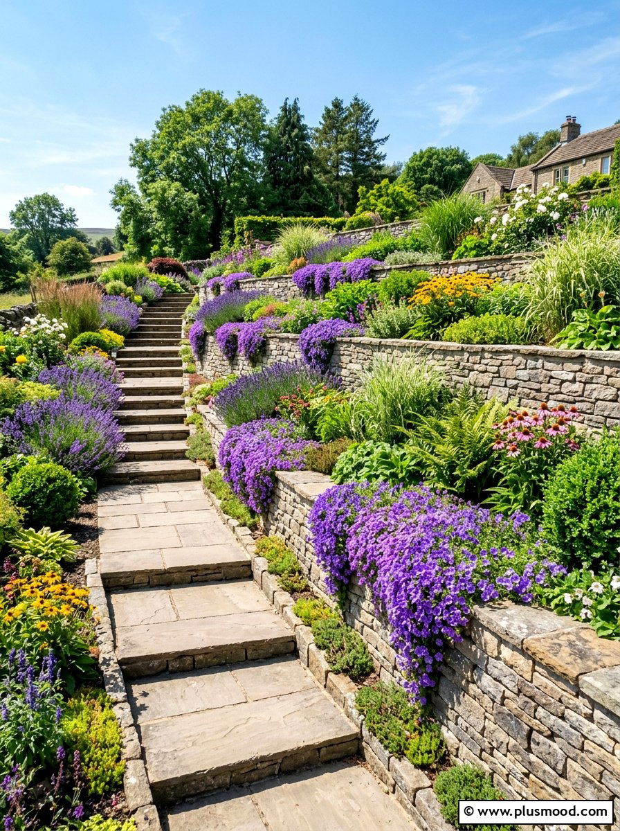 Tiered Retaining Wall Garden - 25 summer side yard landscaping ideas
